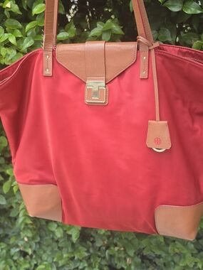 TORY BURCH Womens RED  Nylon Weekender Handbag Purse Extra Large
